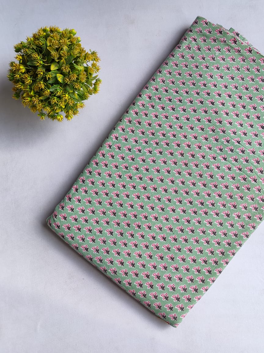 Hand Block Printed Pure Cotton Fabric In Running Length - JBRHS28