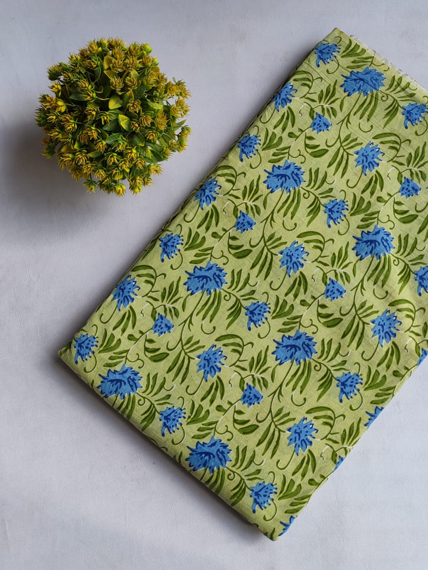 Hand Block Printed Pure Cotton Fabric In Running Length - JBRHS32