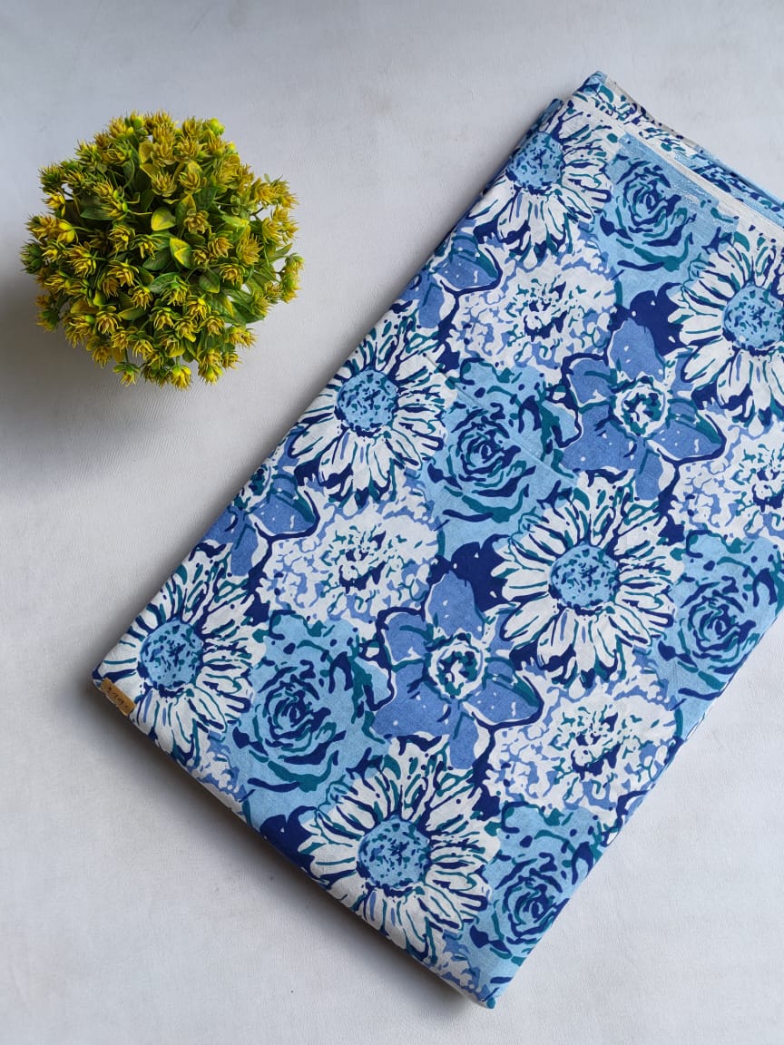 Hand Block Printed Pure Cotton Fabric In Running Length - JBRHS45