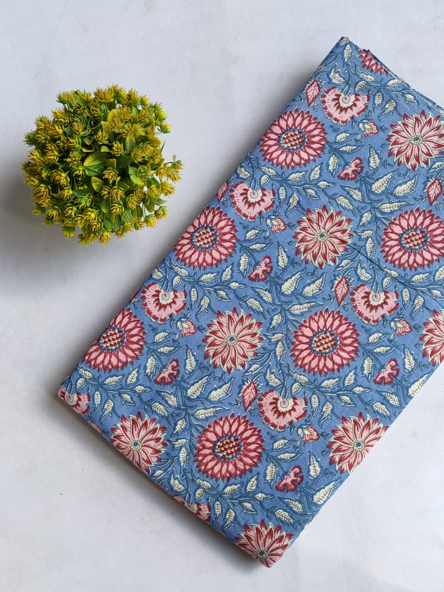 Hand Block Printed Pure Cotton Fabric In Running Length - JBRHS55